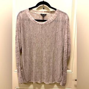 Eileen Fisher Beige Linen Knit Semi-Sheer Lightweight Modern Beachy Sweater,S